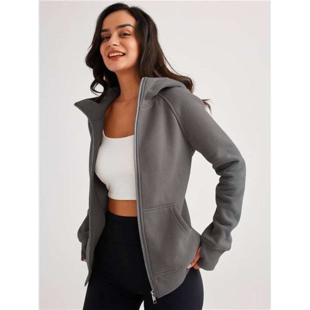 Queen Womens Zip Up Hoodies‎ Fleece Jackets Sweats Fall Outfits Sweaters Pockets